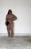 Brown plaid pants