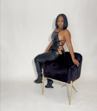 Noire pretty back leather top