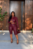 Pre-order ship 10/31 Burgundy strip biker shorts
