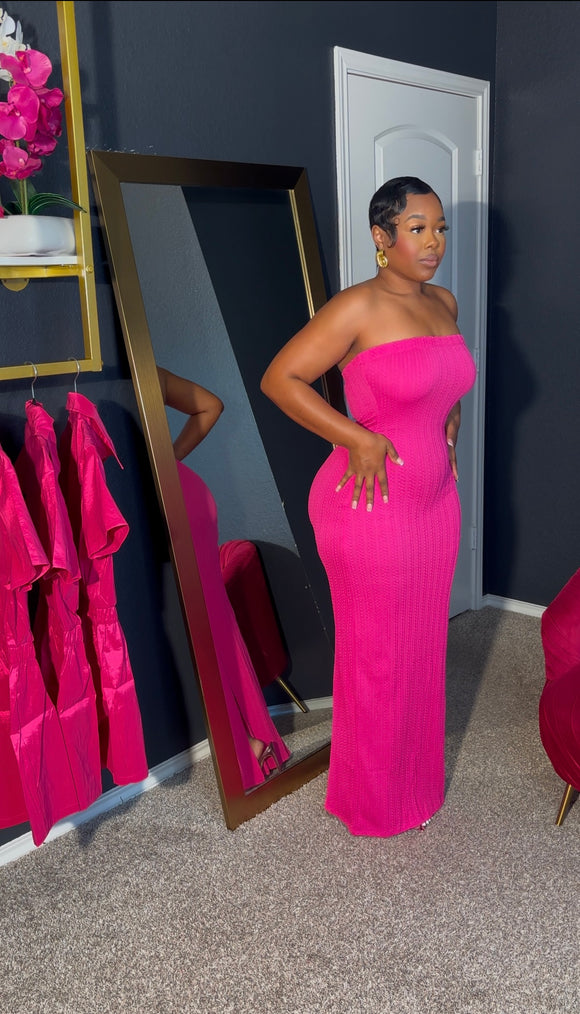 Highlighter pink tube dress