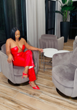 Red leather pants