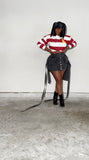 Red school sweater