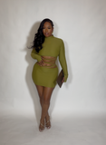 Fall green lace body on dress