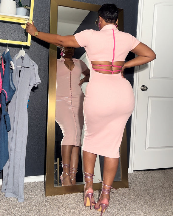 Pink backless dress