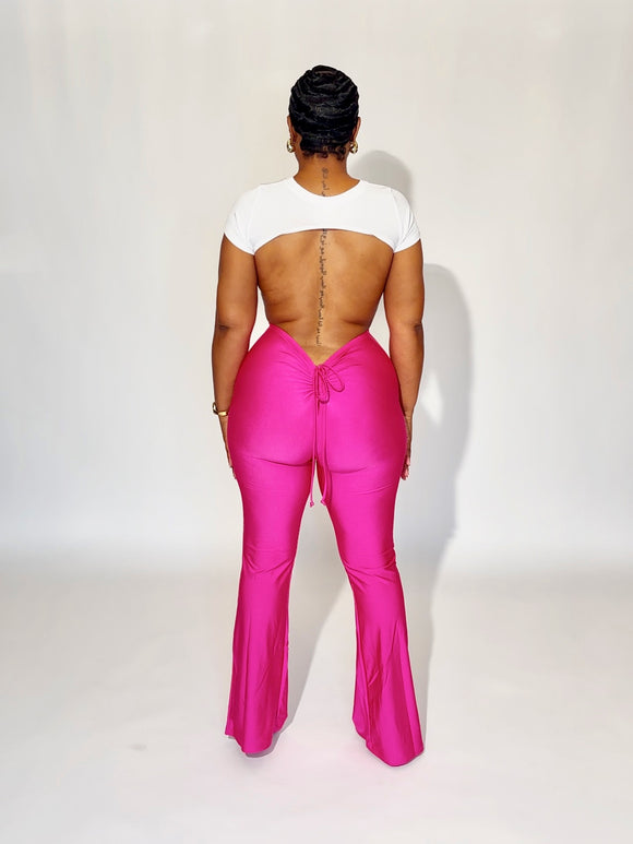 Shir waist pink tie pants