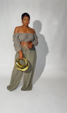 Army green off the shoulder blouse