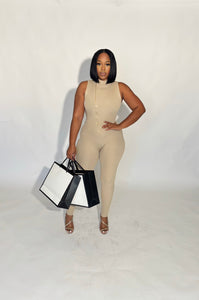 Tan fun fall jumpsuit
