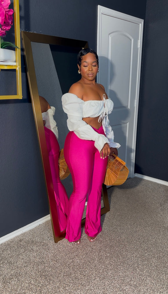 Shir waist pink tie pants