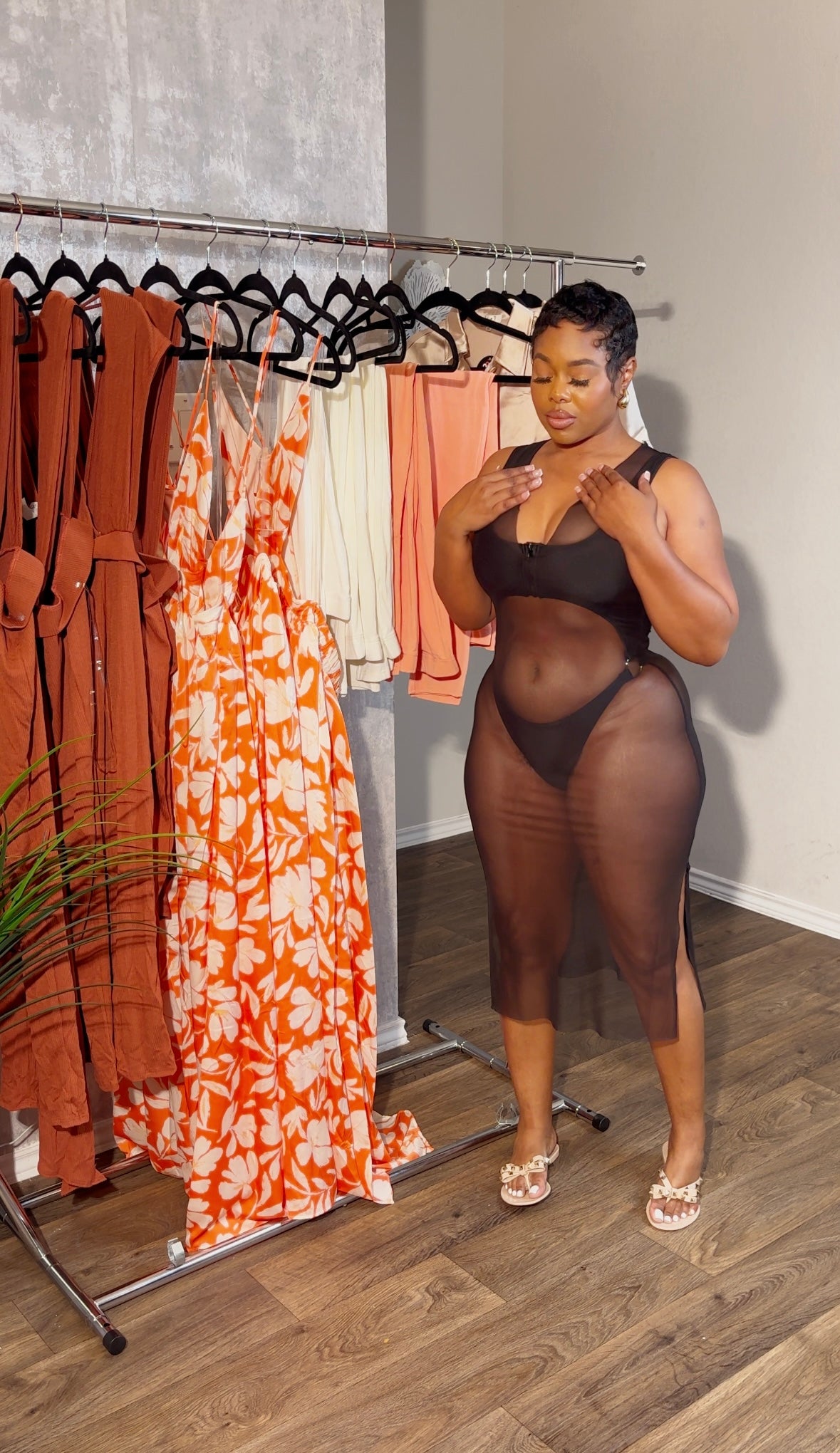 LA Leela Women's Sheer Chiffon Bikini Cover Up Dress - V-Neck, Tie-Dye, Plus Size Beach Kimono (Up To 3X)