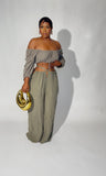 Army green off the shoulder blouse
