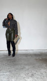 Green cargo leather pants