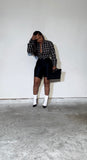 Noire plaid button down
