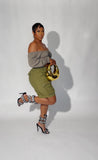 Army green off the shoulder blouse