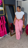 Soft pink wide leg pants
