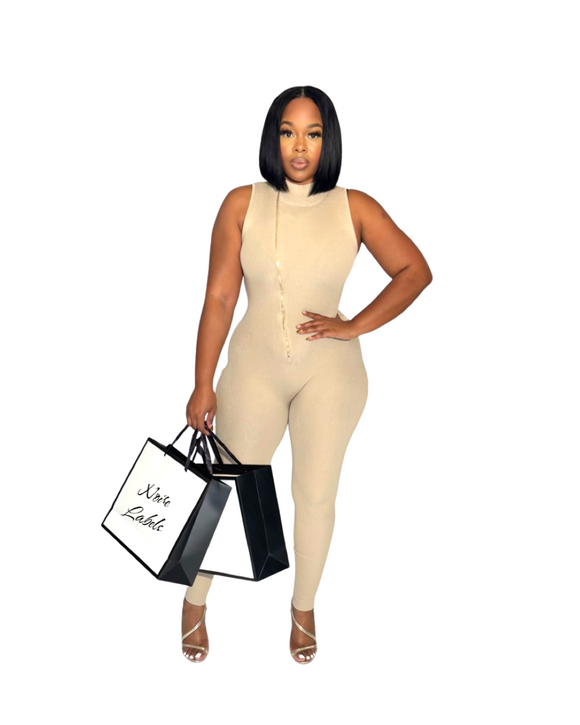 Tan fun fall jumpsuit