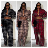 Red plaid pants