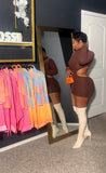 Pretty brown cut out fall dress