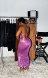 Purple hiss backless dress