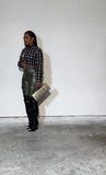 Green cargo leather pants