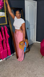 Soft pink wide leg pants
