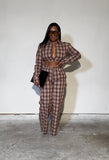 Brown plaid pants