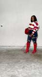 Red school sweater