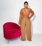 Burnt orange corset sheer top