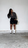 Noire plaid button down