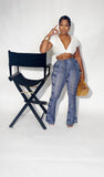 Back to school sale!Boho blue flare pants