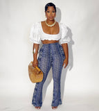 Back to school sale!Boho blue flare pants